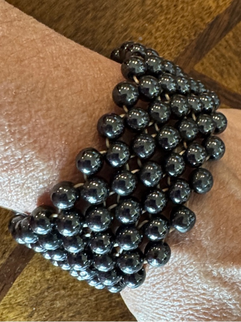 Vintage Multi-Strand Hematite Bead Stretch Bracelet